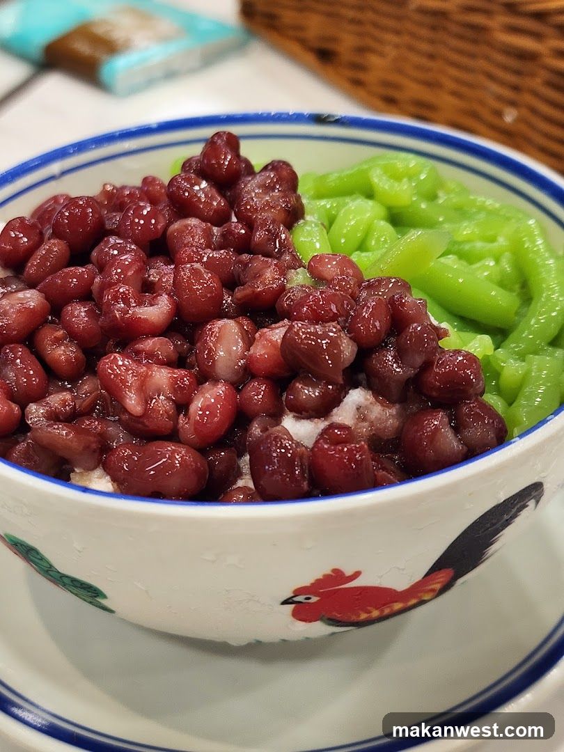 Red Bean and Green Jelly Dessert