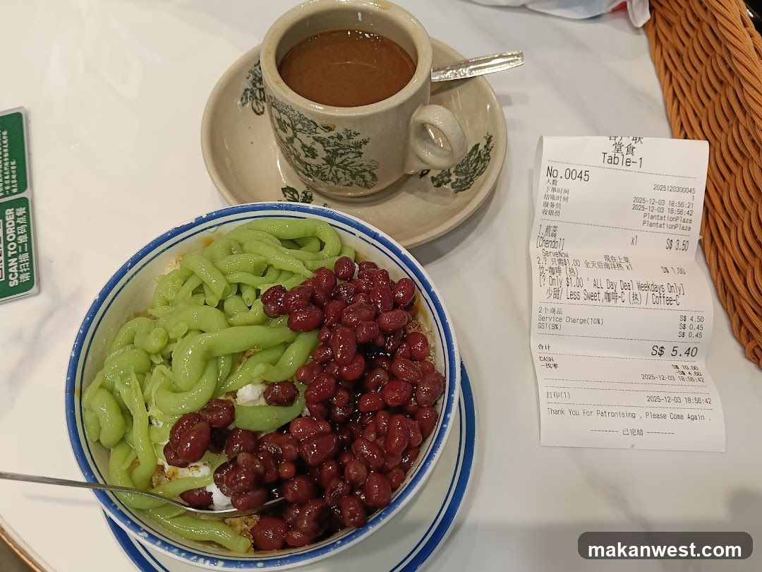 Dessert and Coffee with Receipt