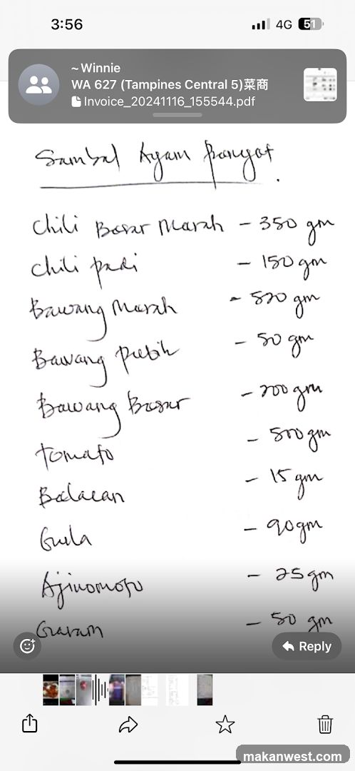 Sambal Ayam Penyot Ingredients