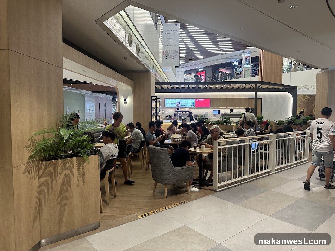 Busy cafe interior with patrons dining