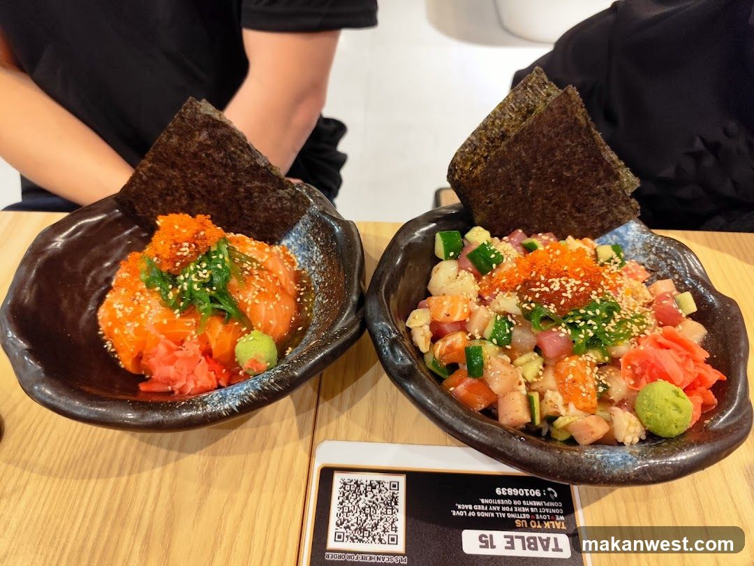 Two bowls of poke bowls