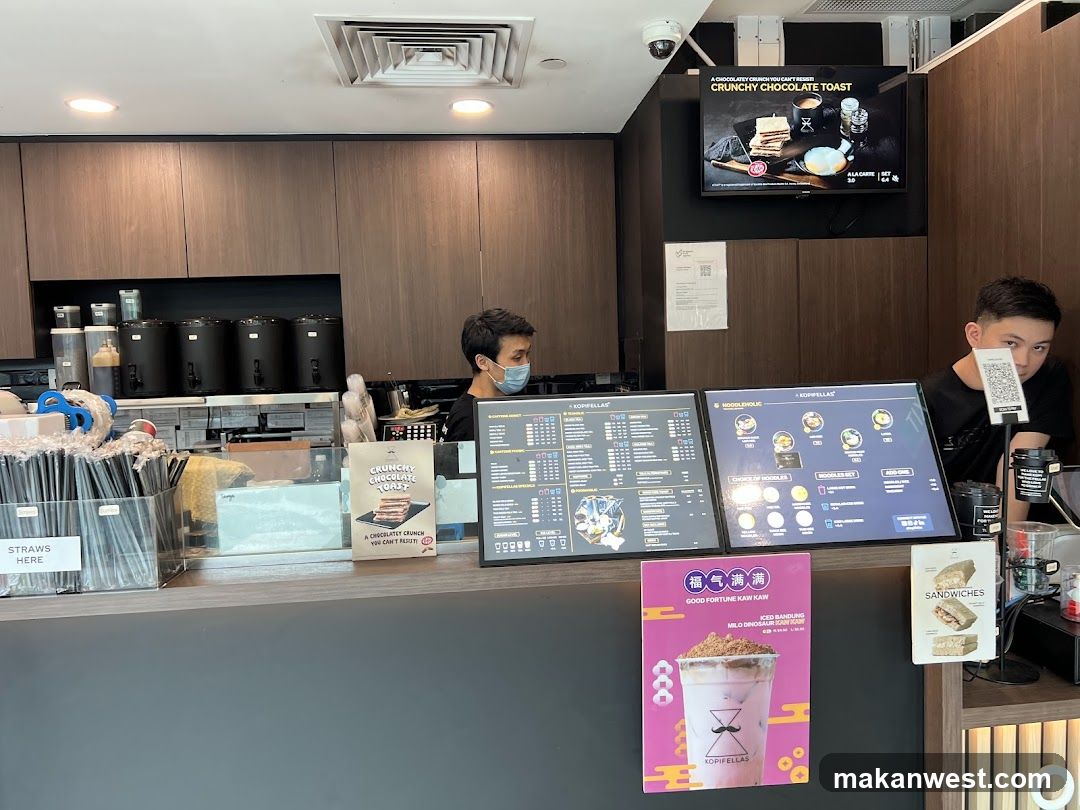 Cafe Counter with Menus and Staff