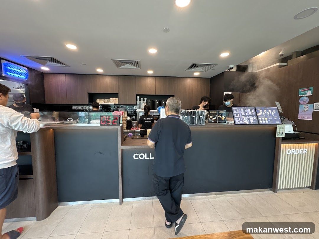 Counter service with staff and customers