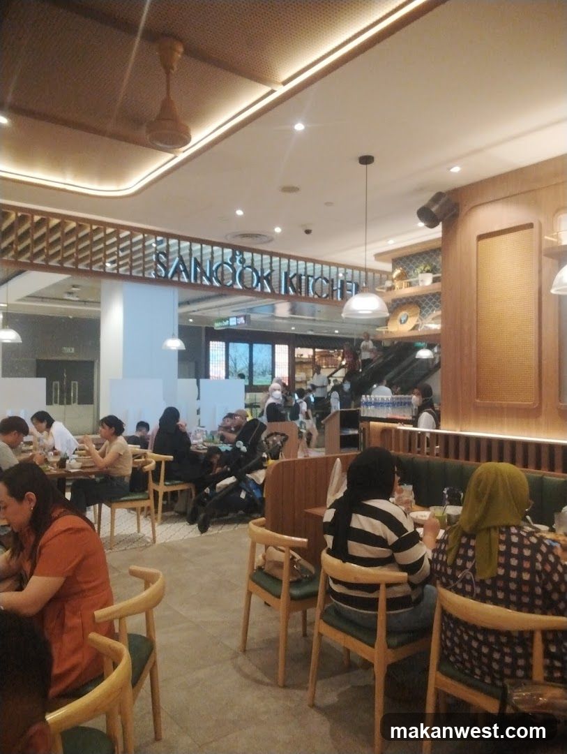 Interior of a restaurant with diners