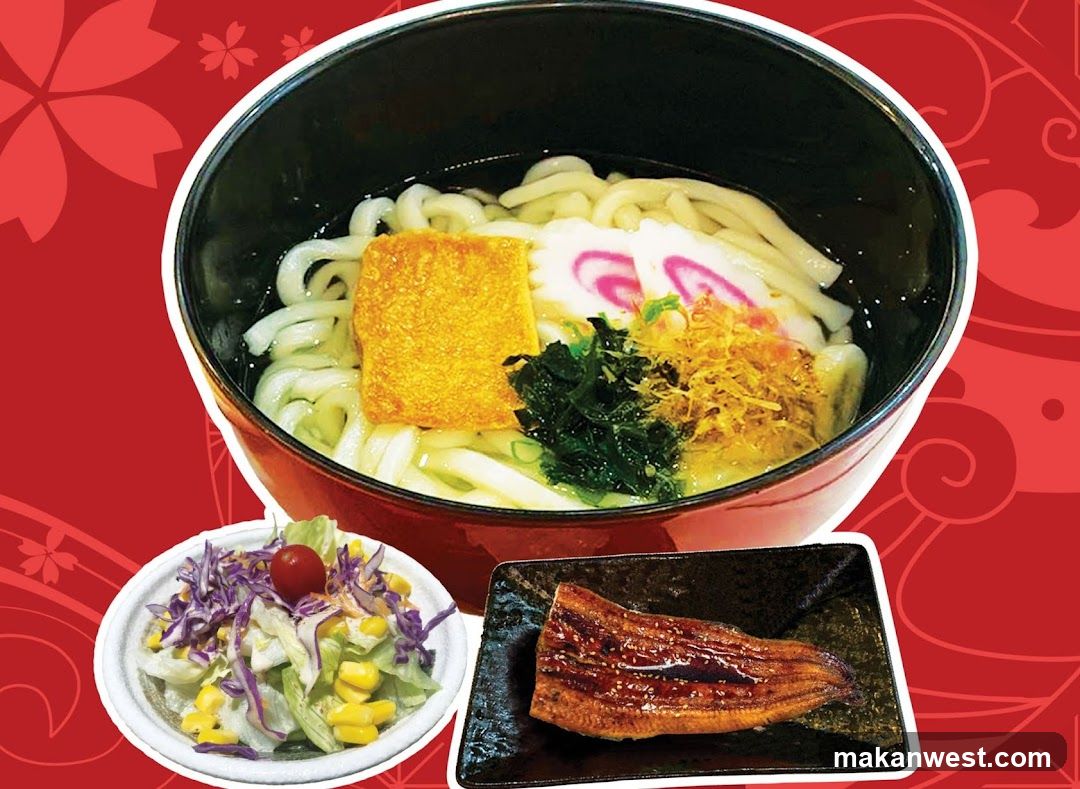 Japanese Udon Noodle Soup with Side Dishes