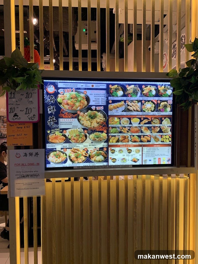 Japanese Kaisendon Menu