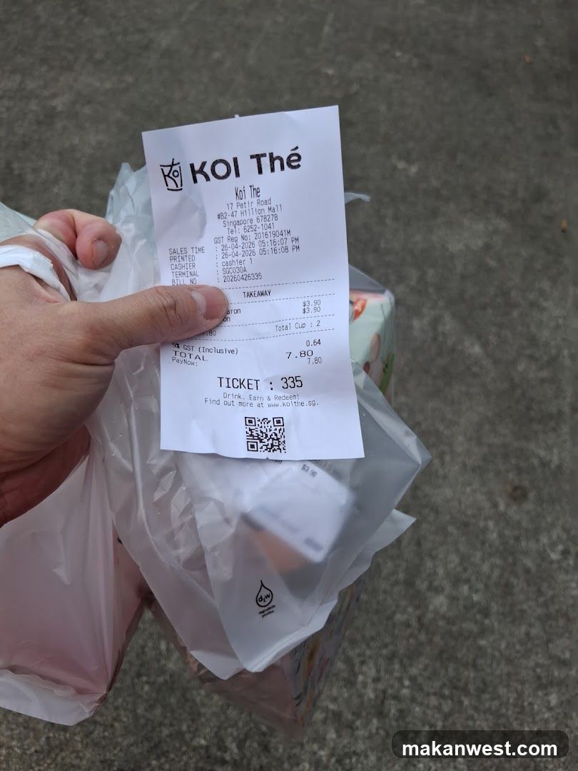 KOI Thé Receipt