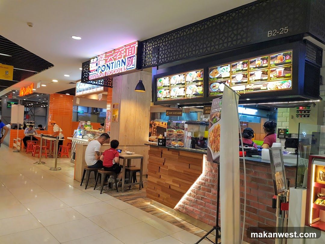 Food court stall with menu boards