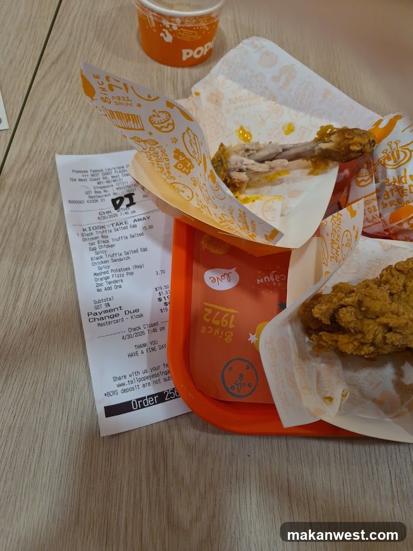 Popeyes Receipt and Food