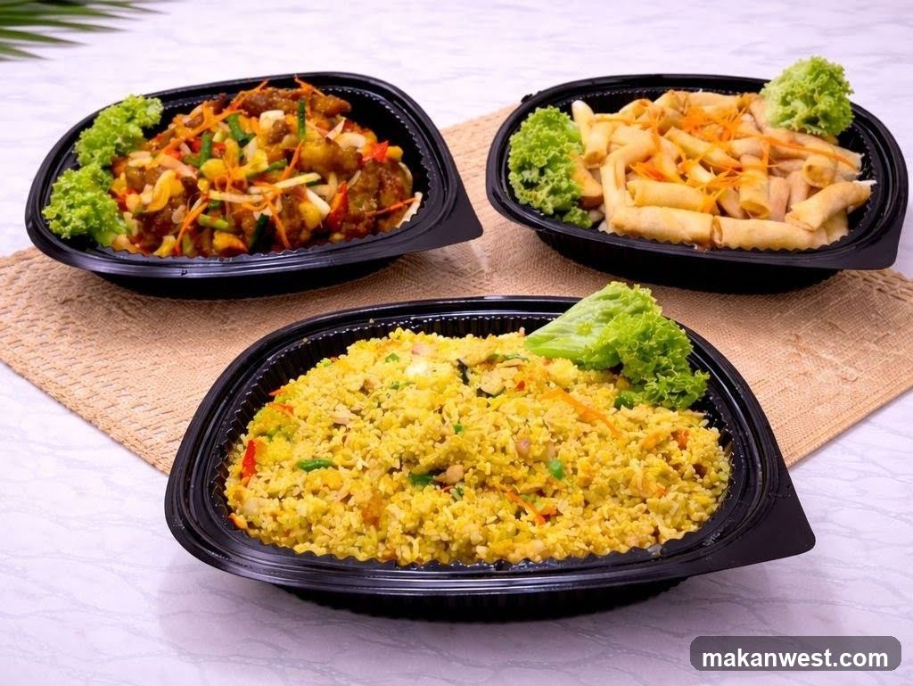 Three Takeout Containers of Food