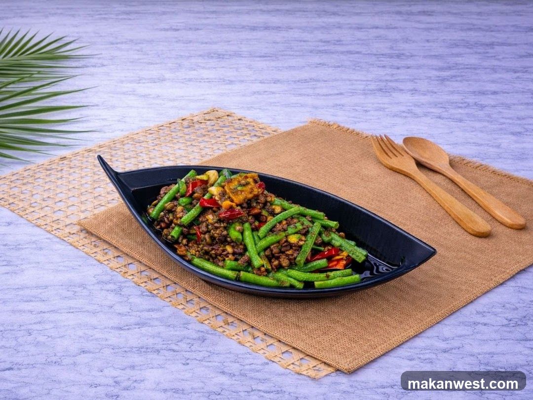 Stir-fried dish with green beans