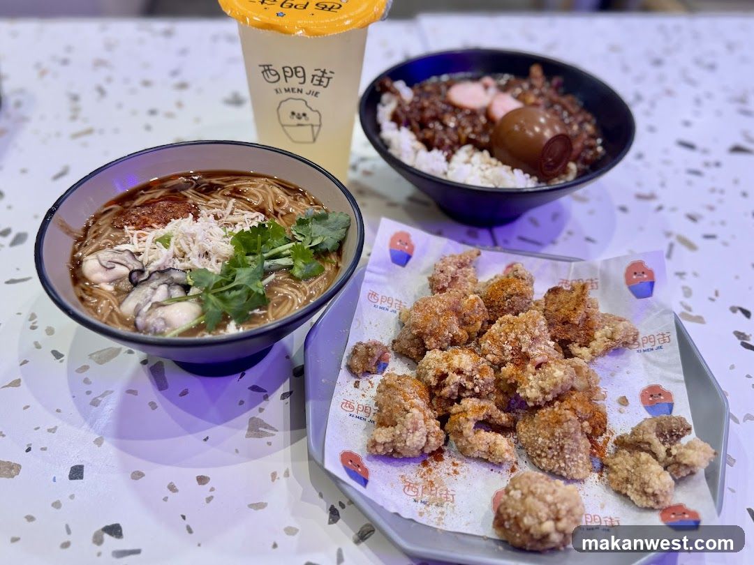 Food spread with drink