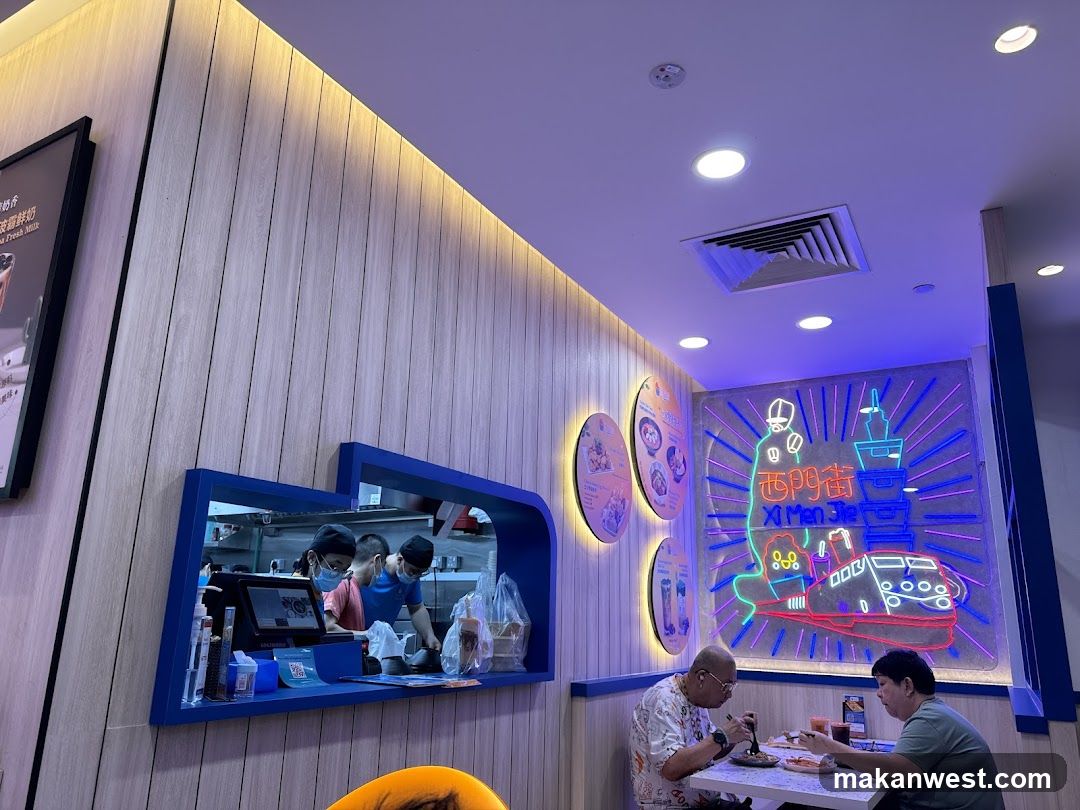 Restaurant Interior with Neon Sign