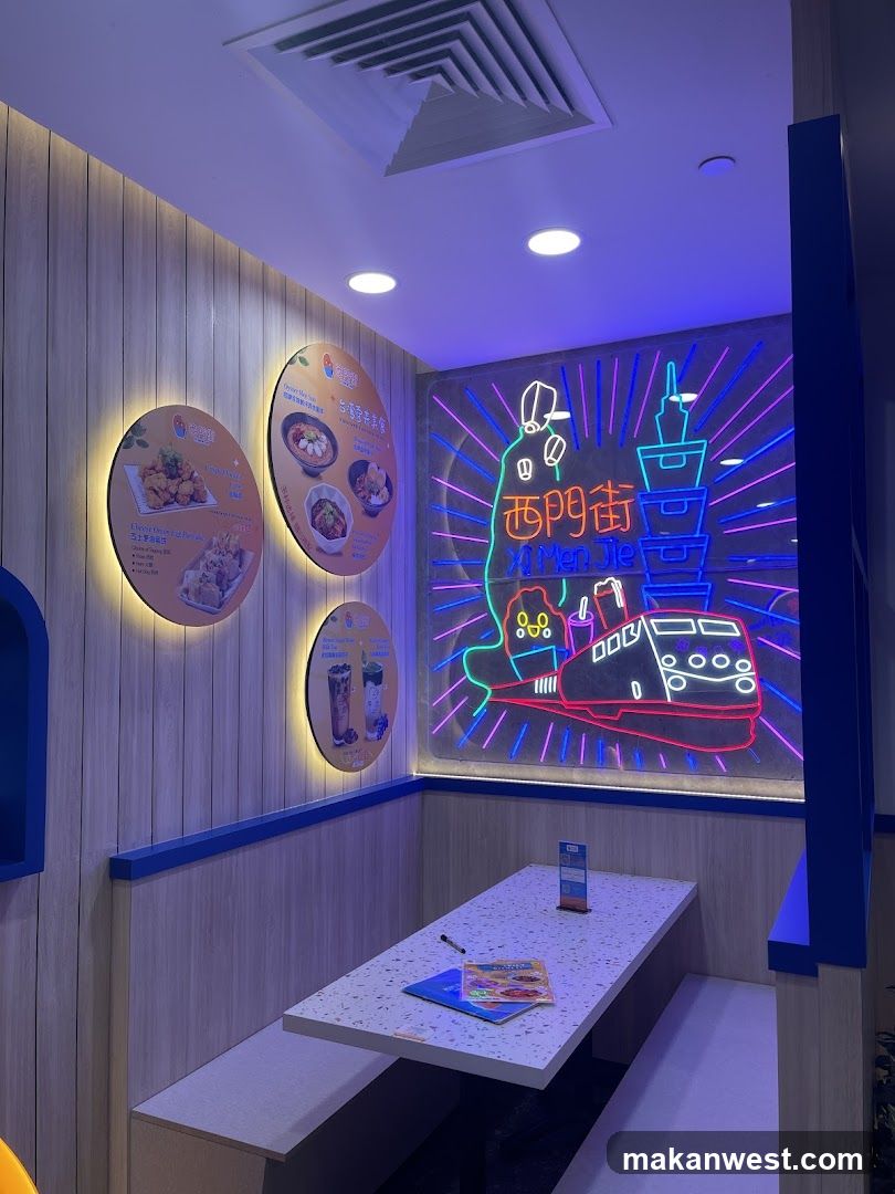 Restaurant Booth with Neon Sign
