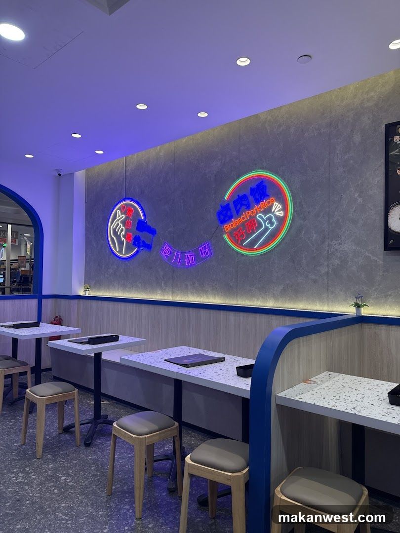 Restaurant Interior with Neon Signs