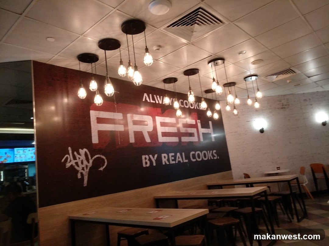 Restaurant Interior with "Always Fresh" Mural