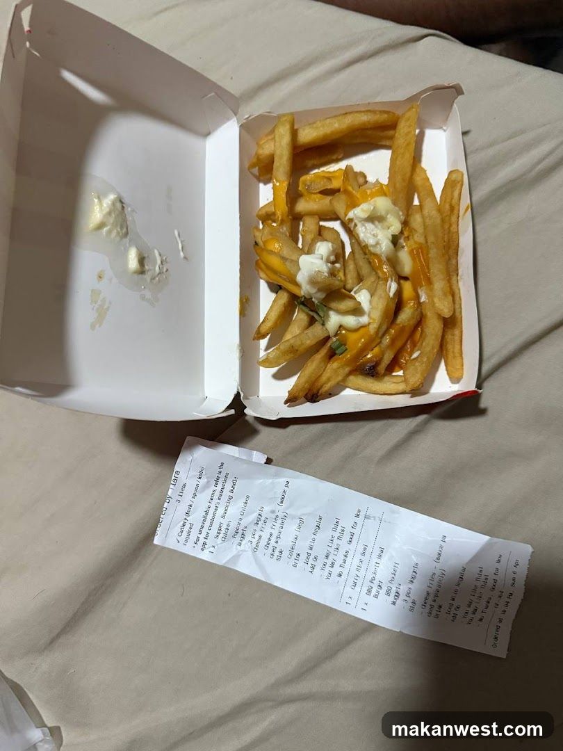 Cheese Fries and Receipt