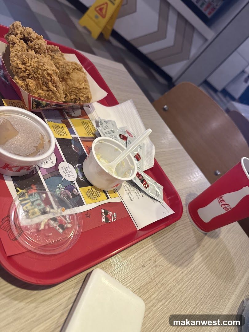 Fried chicken meal with sides and drink