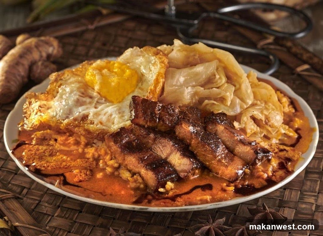 Pork Belly Rice with Fried Egg and Cabbage