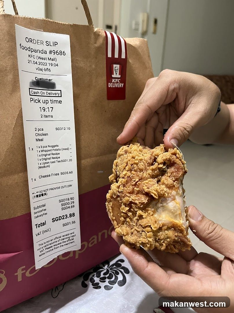 KFC Order Slip and Fried Chicken
