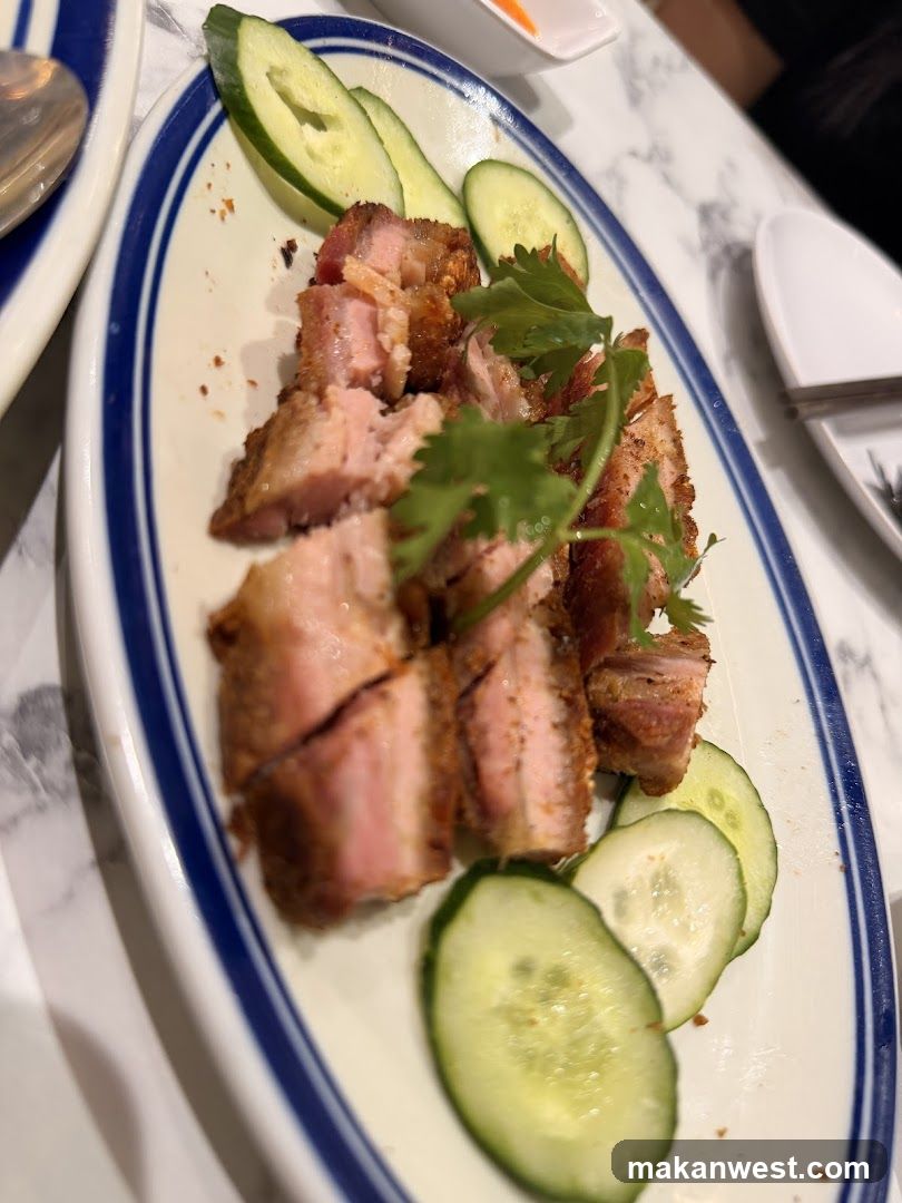 Crispy Pork Belly with Cucumber Slices