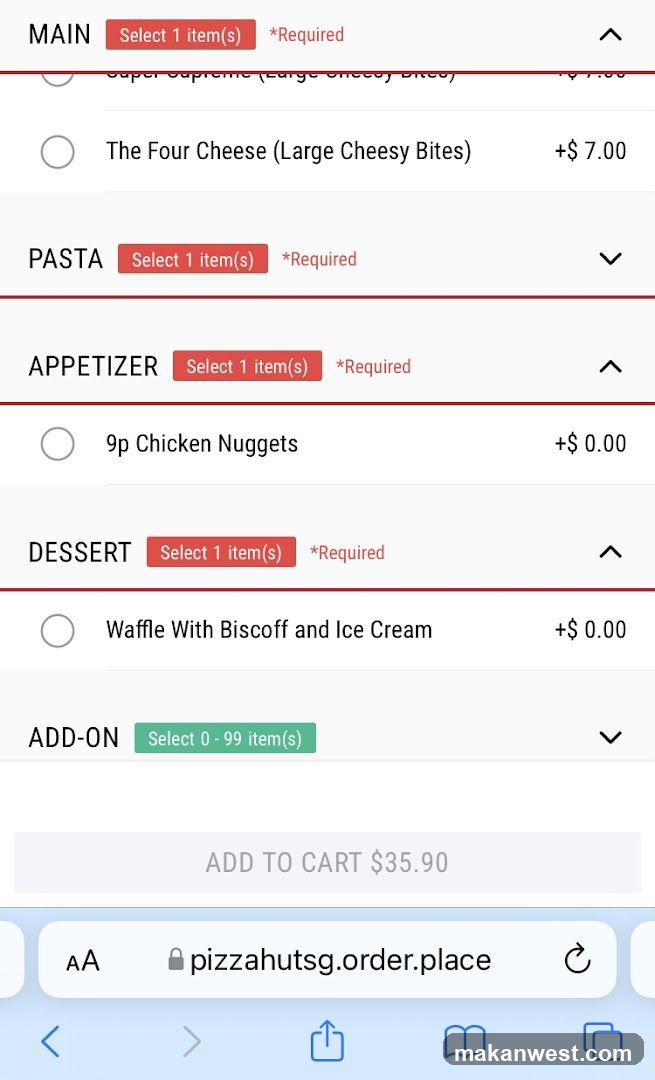 Pizza Hut Menu
