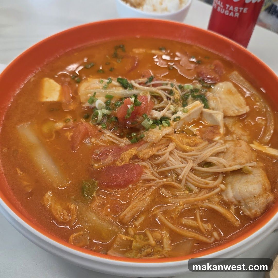 Tomato Soup with Enoki Mushrooms and Tofu