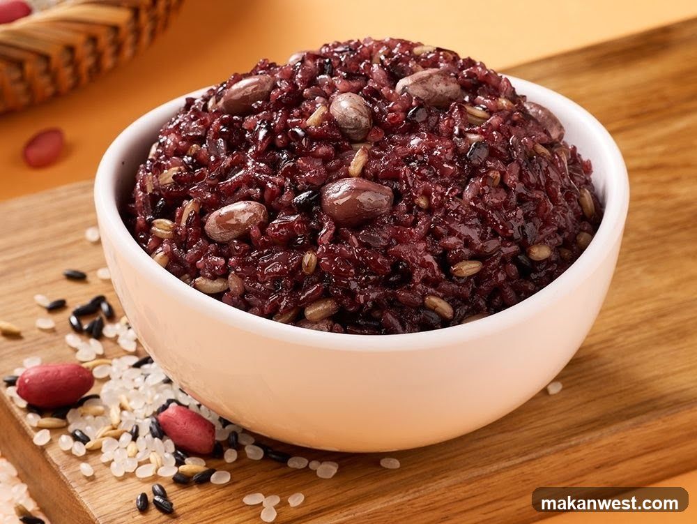 Bowl of Black Rice with Peanuts