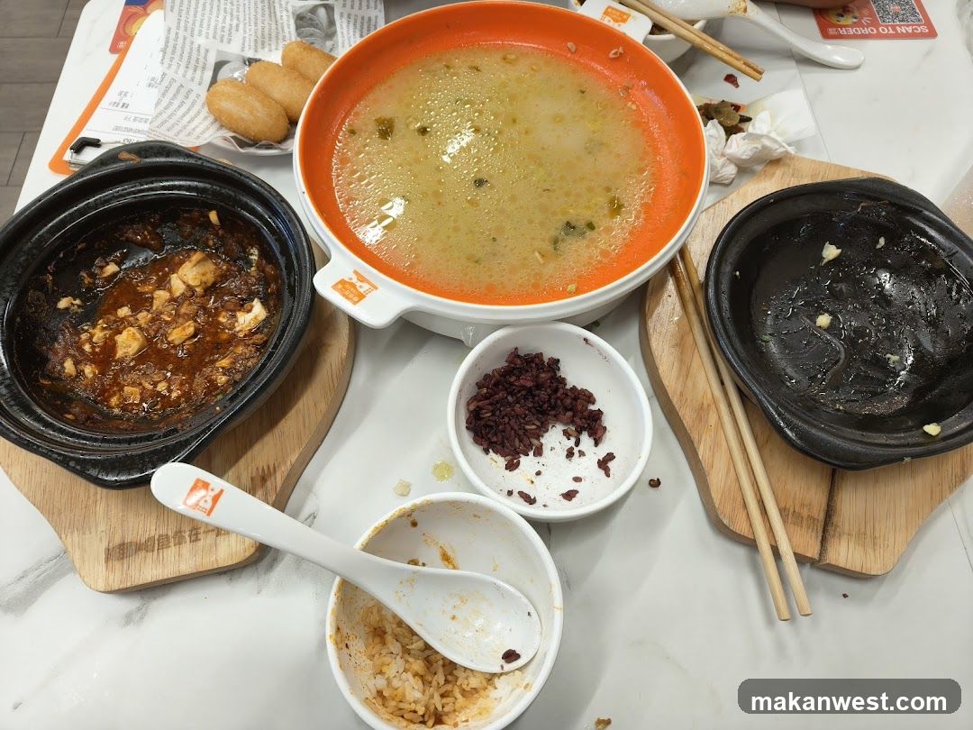 Table with leftover food