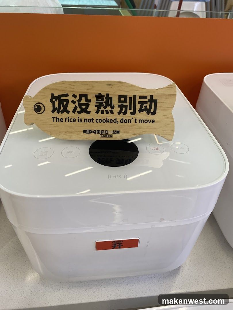 Rice Cooker with Warning Sign