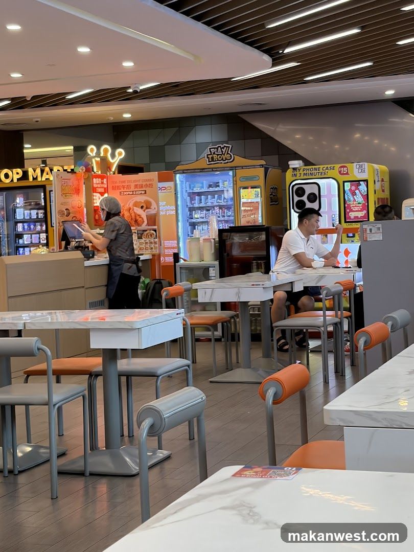 Food court with vending machines and seating