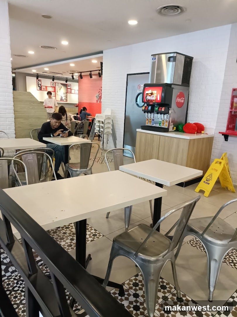 Restaurant Interior with Seating and Drink Station