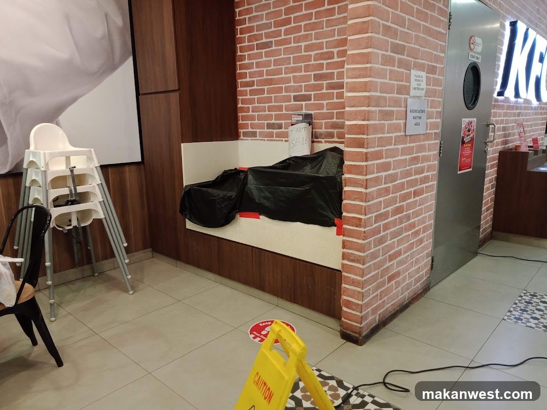 Restaurant Interior with High Chairs and Brick Wall