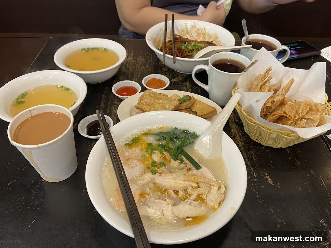Table with various dishes and drinks