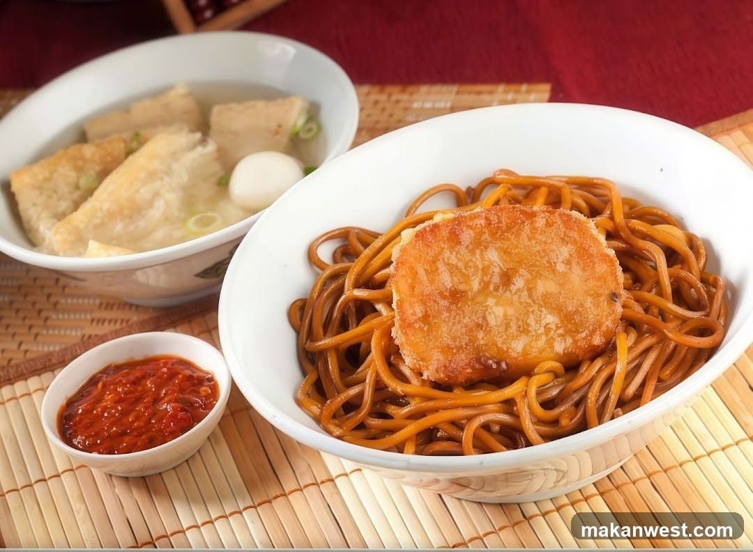 Noodles with Fried Patty and Soup