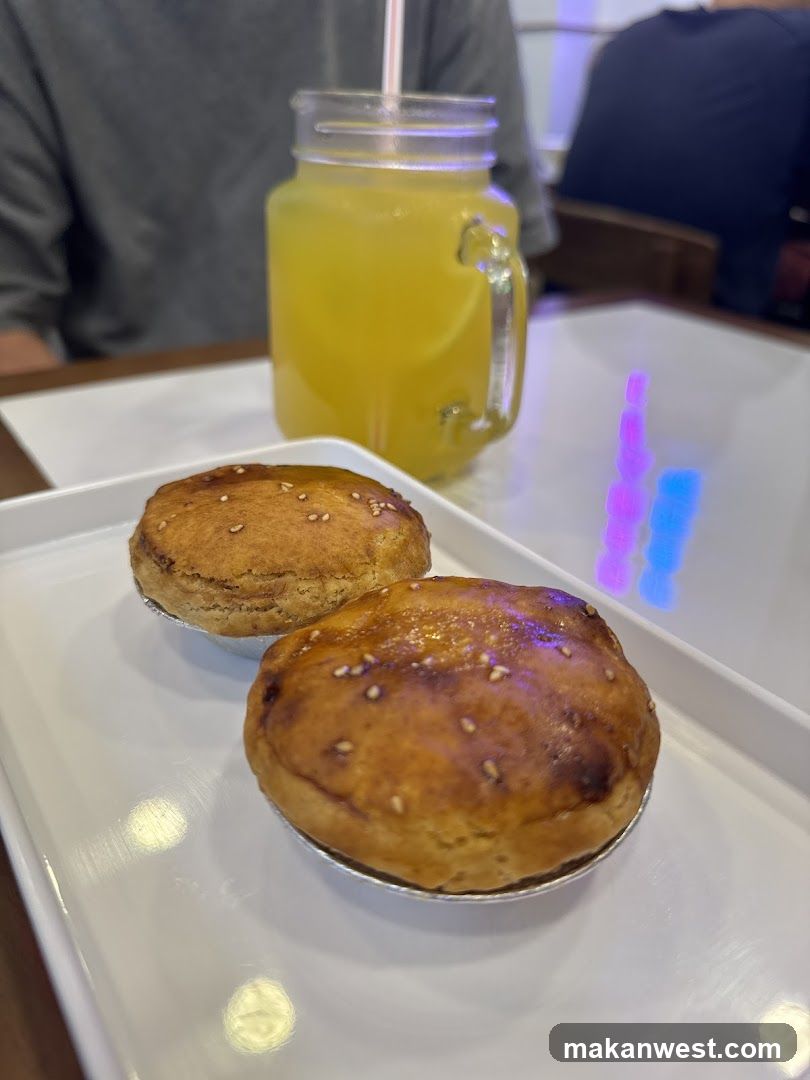 Two pies and a drink