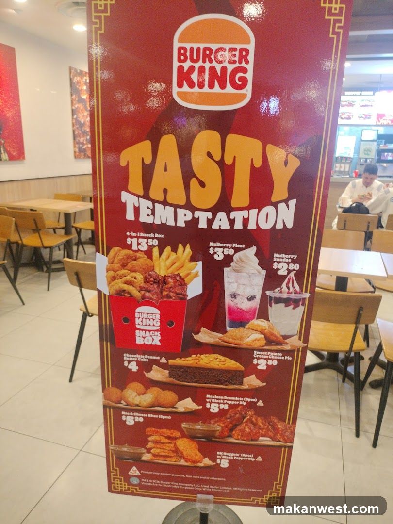 Burger King Tasty Temptation Menu