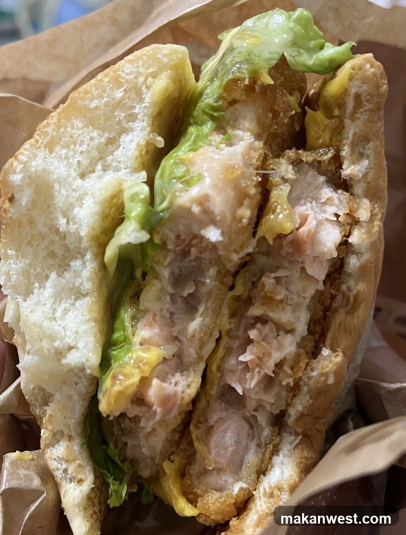 Close-up of a salmon burger
