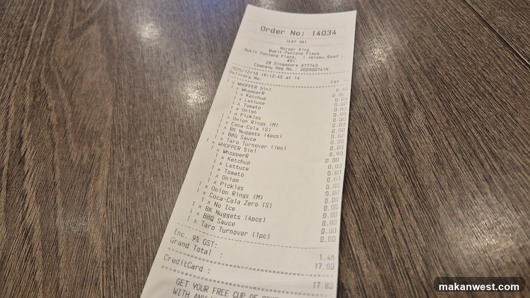 Burger King Receipt