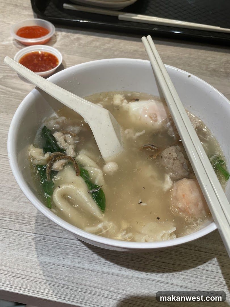Noodle Soup with Egg and Meatballs