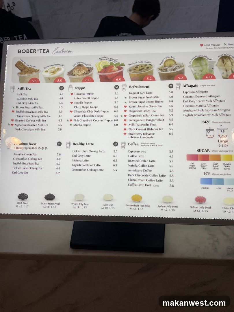 BOBER TEA Menu