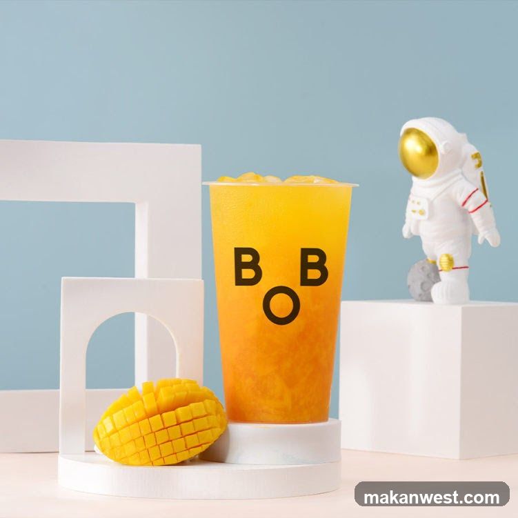 Mango Drink with Astronaut Figurine