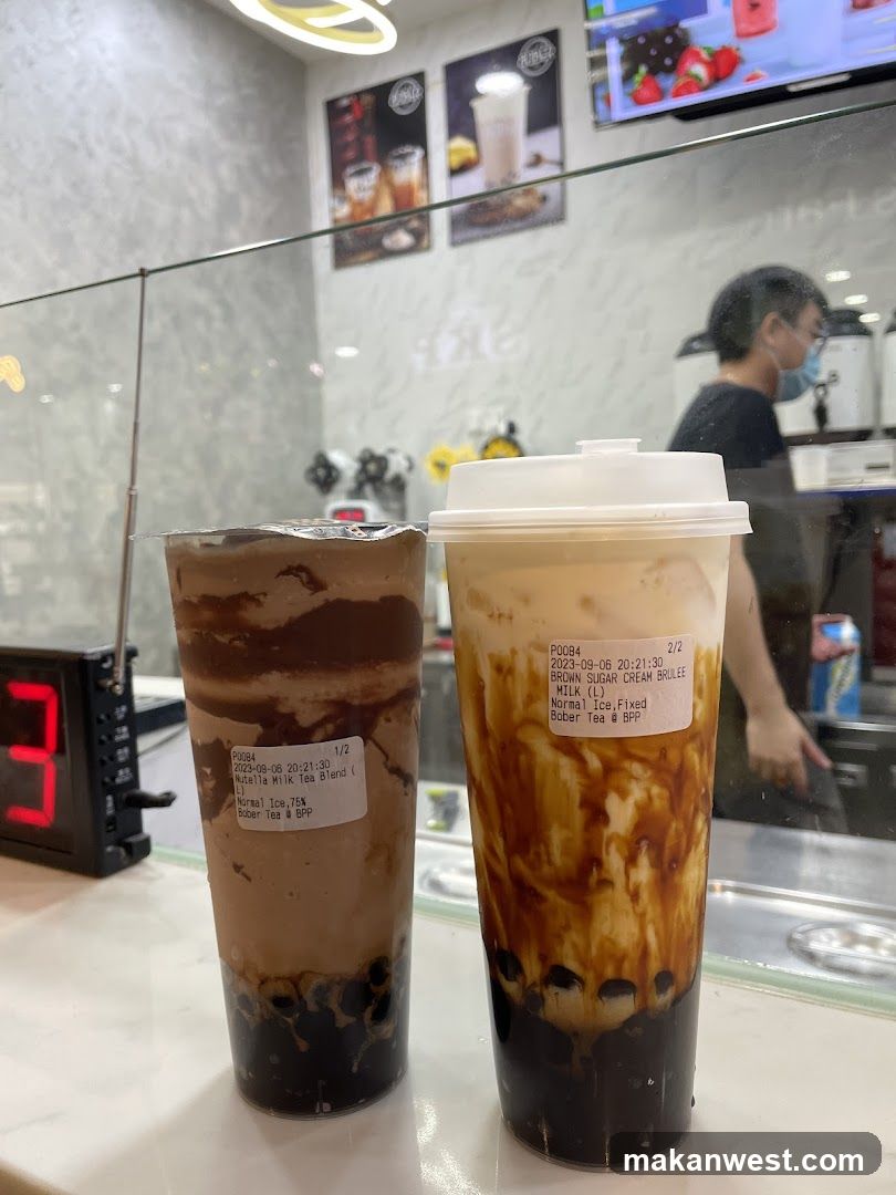 Two bubble tea drinks