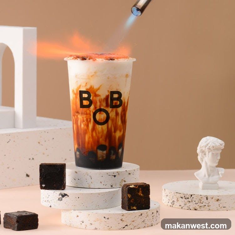 Brown Sugar Boba Drink Being Torched