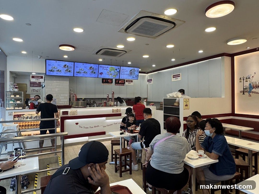 Interior of a cafe with customers