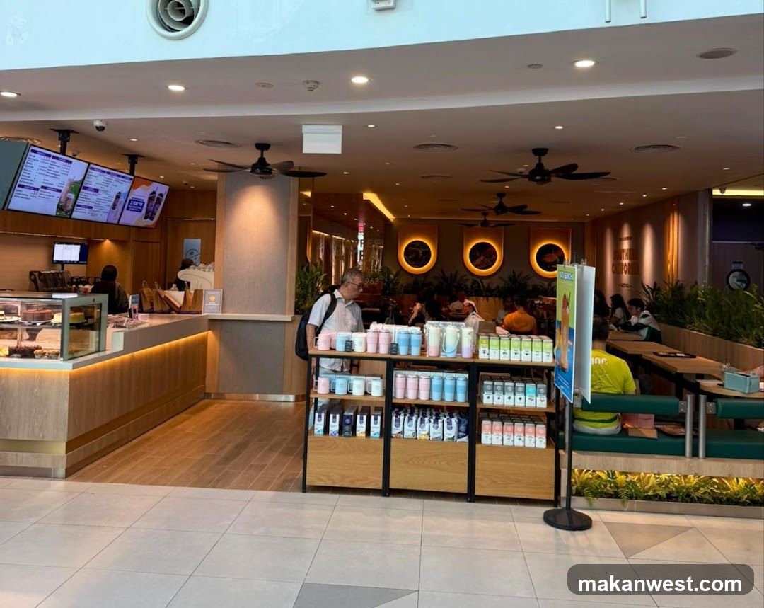 Cafe Interior with Display Shelves