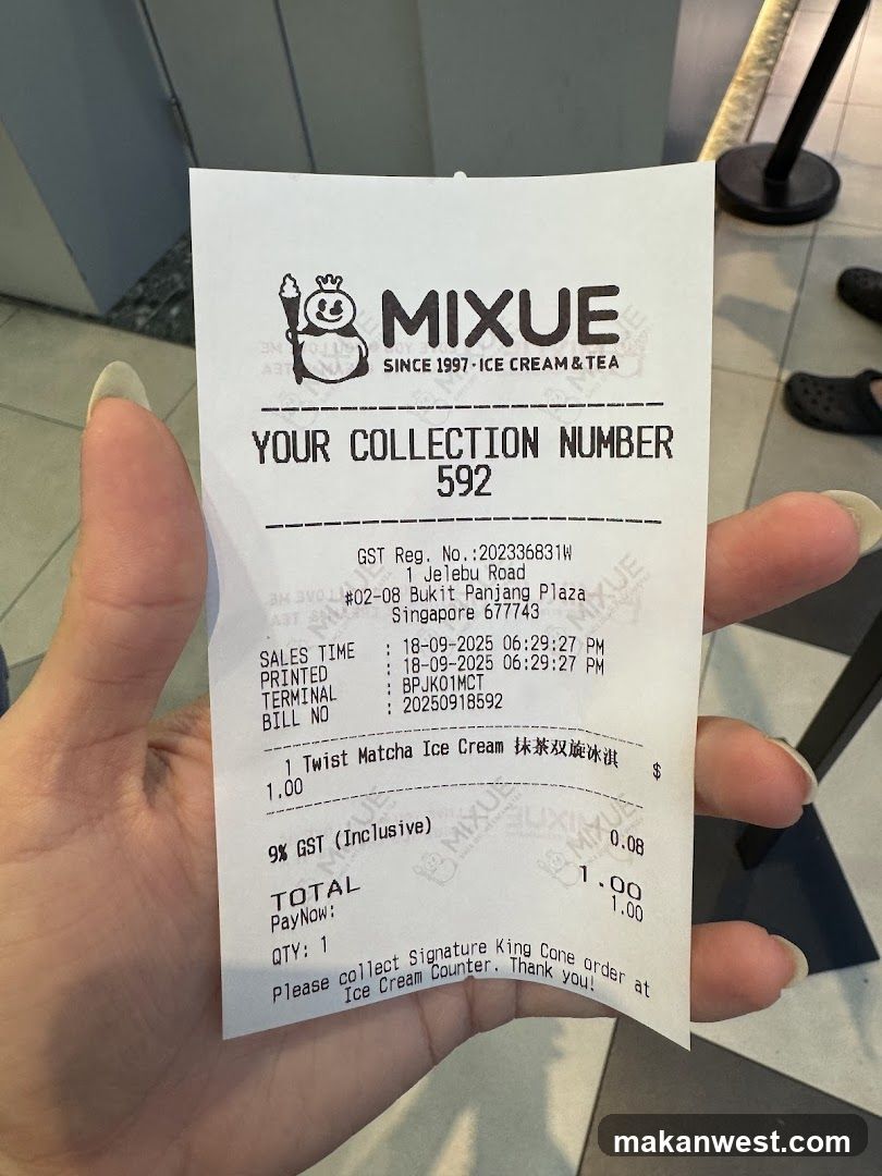 Mixue Receipt