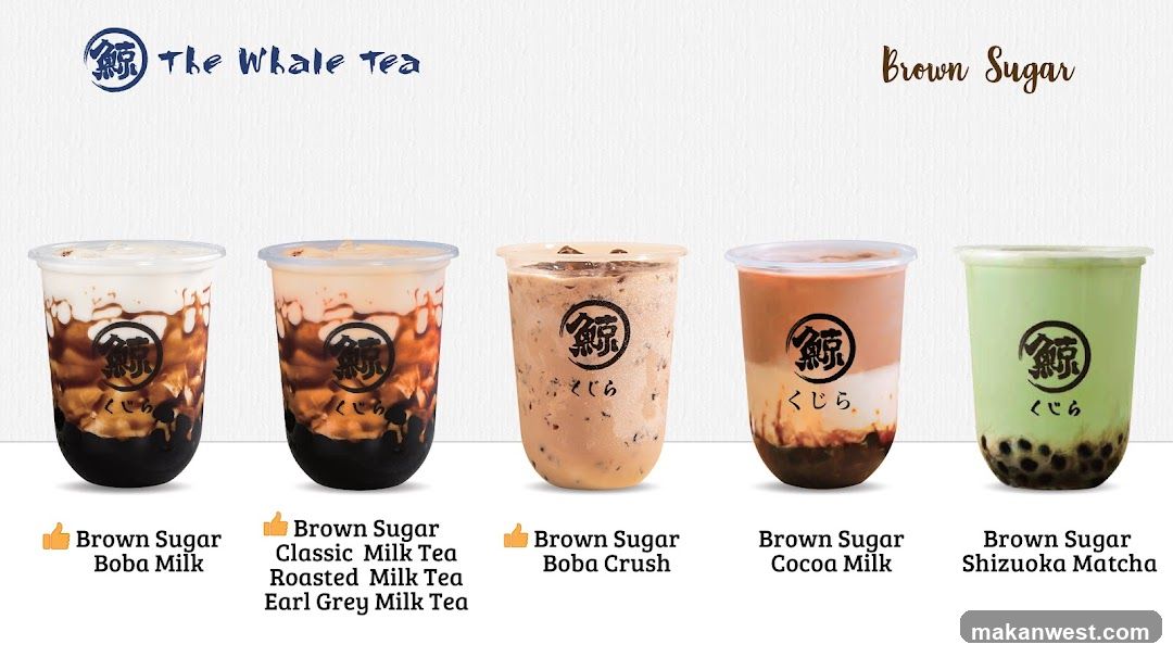 A selection of five brown sugar milk tea drinks.