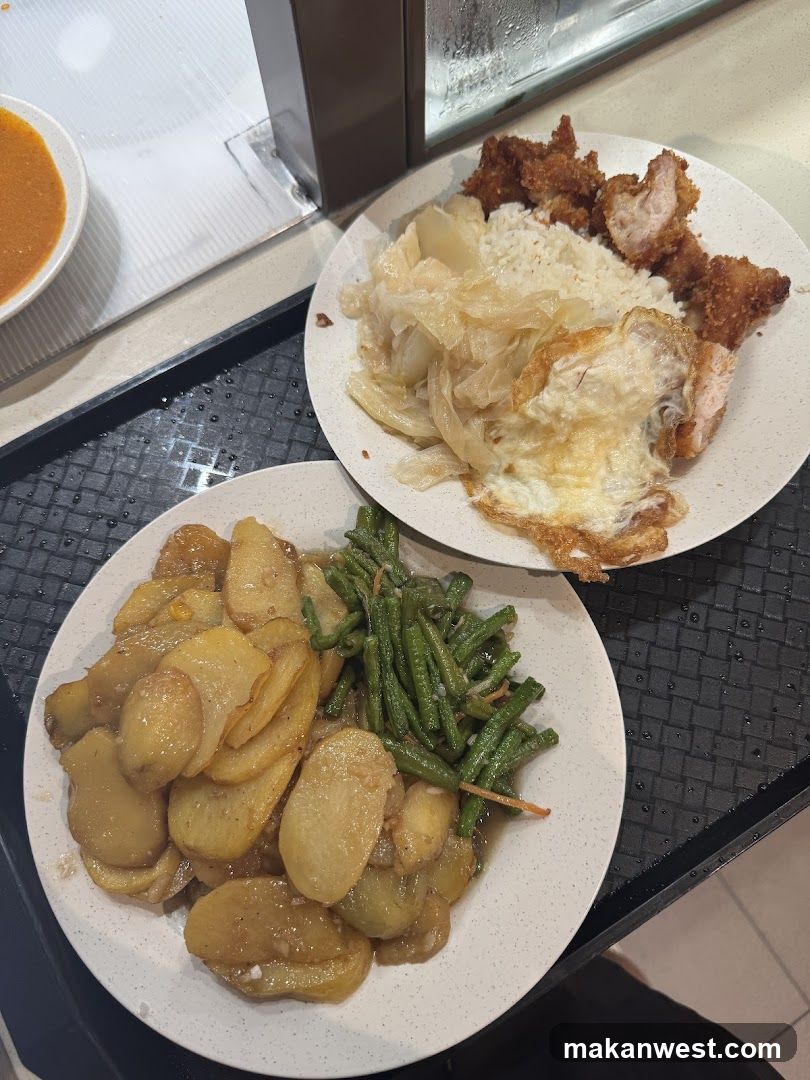 Two plates of food on a tray