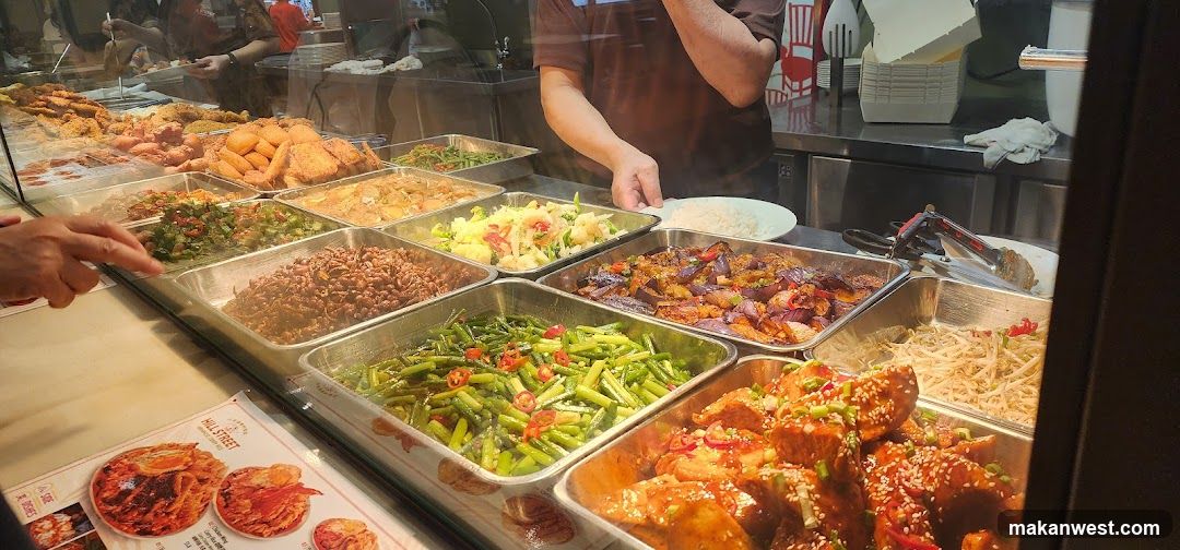 Food stall with various dishes